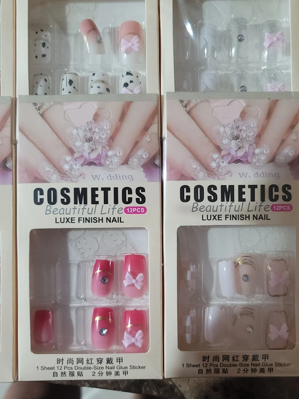 Luxe Finish Press On Nails - Pink & Clear Designs